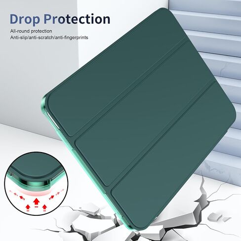 Gtang Case for iPad(A16) 11th Generation 11 inch 2025, Slim Stand Protective Cover with Hard PC Translucent Back Shell Cover for iPad 10th Gen 2022, Support Touch ID, Auto Wake/Sleep, Emerald Green in Saudi Arabia