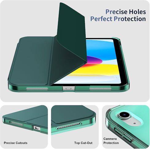Gtang Case for iPad(A16) 11th Generation 11 inch 2025, Slim Stand Protective Cover with Hard PC Translucent Back Shell Cover for iPad 10th Gen 2022, Support Touch ID, Auto Wake/Sleep, Emerald Green in Saudi Arabia