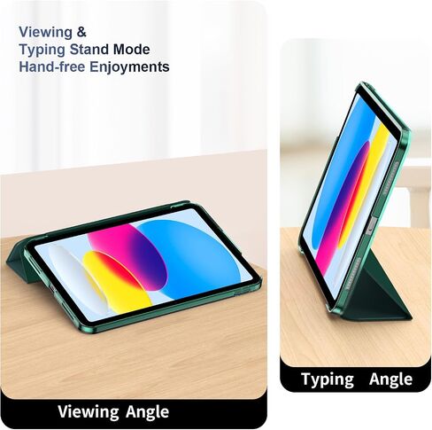 Gtang Case for iPad(A16) 11th Generation 11 inch 2025, Slim Stand Protective Cover with Hard PC Translucent Back Shell Cover for iPad 10th Gen 2022, Support Touch ID, Auto Wake/Sleep, Emerald Green in Saudi Arabia