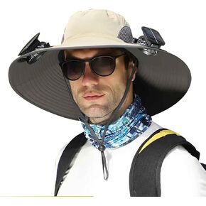Hat with Fans Solar Power, Equipped with a Rechargeable Cooling Fan, Suitable for Various Outdoor Enthusiasts (US, Alpha, One Size, Khaki) in Saudi Arabia