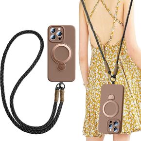 مخفية للمنفعة لـ iPhone 16 Pro Max Case يرتدون لعبة Phone Lanyard Crossbody ، حالة هاتف مضادة للقوائم 6.9 بوصة للرجال Women Pink (Noble Brown) in Kuwait