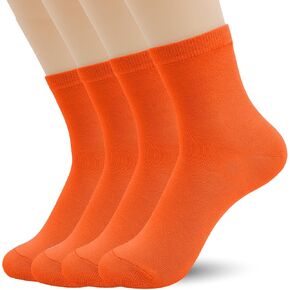 Azweiler Men's Quarter Length Crew Socks Cotton Made Athletic Breathable Socks Package of (Size7-11) (Orange) in Kuwait
