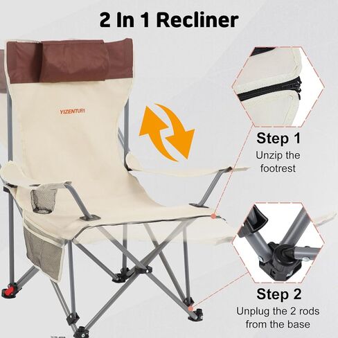 كرسي التخييم مع دعم كرسي الصالة القابل للطي مسند قدم 450 رطلاً ، و 150 درجة كرسي معسكر مسند الظهر مع وسادة in Kuwait