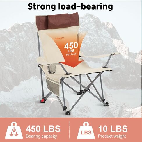 كرسي التخييم مع دعم كرسي الصالة القابل للطي مسند قدم 450 رطلاً ، و 150 درجة كرسي معسكر مسند الظهر مع وسادة in Kuwait