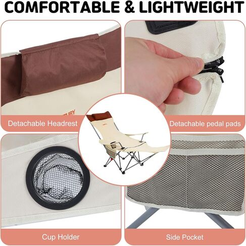 كرسي التخييم مع دعم كرسي الصالة القابل للطي مسند قدم 450 رطلاً ، و 150 درجة كرسي معسكر مسند الظهر مع وسادة in Kuwait