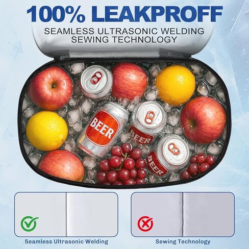 حقيبة مبردة معزولة ، 7/16/30 يمكن أن تنهار مع فتاحة الزجاجة لمبردات الغداء للنزهة والشاطئ والعمل والرحلة - أكياس مبردات الجليد الناعمة مع سحاب محمول مواقف مستقيمة in Kuwait