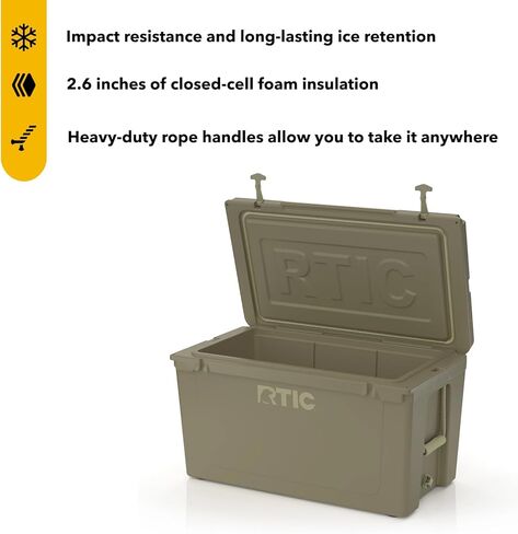 RTIC 110 QT فائقة التبريد المبرد الصب المعزول الصدر المحمولة الصدر للشاطئ ، المشروبات ، المشروبات ، التخييم ، النزهة ، الصيد ، القارب ، الشواء in Kuwait