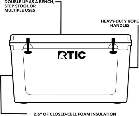 RTIC 110 QT فائقة التبريد المبرد الصب المعزول الصدر المحمولة الصدر للشاطئ ، المشروبات ، المشروبات ، التخييم ، النزهة ، الصيد ، القارب ، الشواء in Kuwait