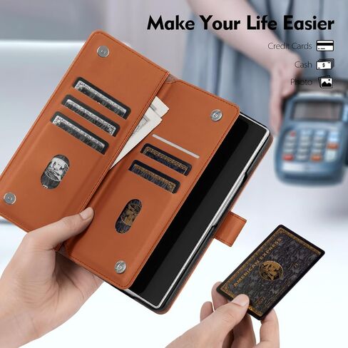 متوافق مع Samsung Galaxy Z Fold7 محفظة مع حامل البطاقة ، أضعاف 7G CASE PHONE CASE WOND RFID حجب PU PU LEATHY COVER in Kuwait