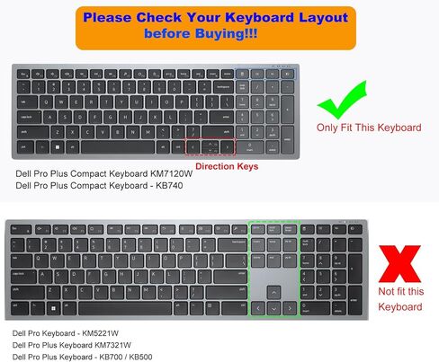 Keyboard Cover Skin Compatible with Dell Pro Wireless Keyboard KM5221W KM7321W, KB700 / KB500, Dell Pro Plus KM7321W Desktop Keyboard Protector, Black in Saudi Arabia