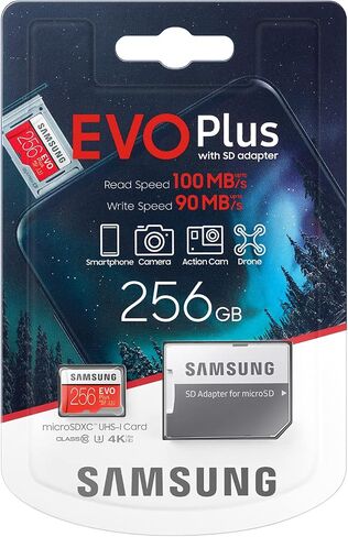 بطاقة Samsung Evo Plus MicroSD (2020) مع محول SD (256 جيجابايت) in Saudi Arabia