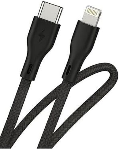 Premium 27W USB C إلى كبل البرق 4ft كابل الشحن السريع المصنوع لأجهزة iPhone ، 3A نايلون سلك iPhone Charger Type Have Duty Type C for iPhone 14 13 12 11 Pro Max ، Black in Saudi Arabia