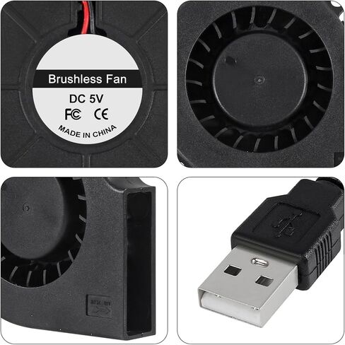 دييتاو 4 قطع 5015 مروحة تبريد USB طابعة ثلاثية الابعاد تيار مستمر 5 فولت مروحة منفاخ توربين تيربو هيدروليكي بدون فرش تبريد 50 × 50 × 15 ملم (تيار مستمر 5 فولت - USB) in Kuwait