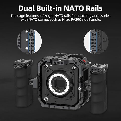 Nitze Cage for Z Cam E2 Mark II Series ، E2-S6 Mark II / E2-F6 Mark II / E2-M4 Mark II ، مع أحذية باردة مدمجة وقضبان الناتو-T-Z03A in Saudi Arabia