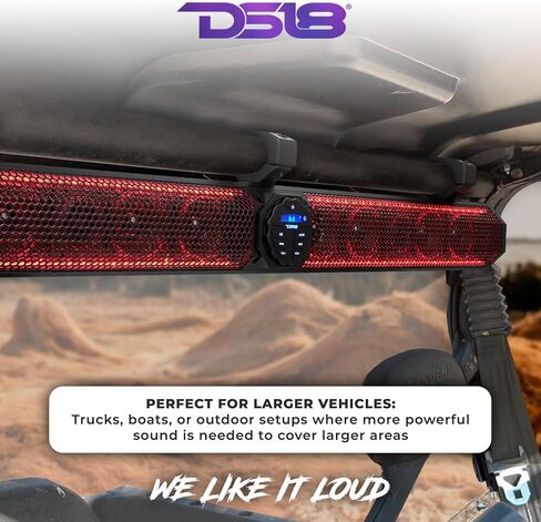 DS18 SB37BTXRGB 37 "شريط صوت متضخم بحري مع إضاءة Bluetooth USB & RGB ، 10 مكبرات صوت ، 1200 واط ، لوحة تحكم دوارة ، رائعة ل PowerSports ، SXS ، عربة الجولف ، ATV/UTV Soundbar 37 بوصة in Saudi Arabia