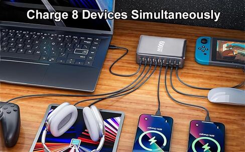 USB C Charger Ganⅲ 600W كتلة شاحن سطح المكتب ، مركز شحن محطة الشحن ， PD 3.1/QC 5.0 محطة شحن سريعة ، لجميع iPad iPhone 16/15/14/13 in Saudi Arabia