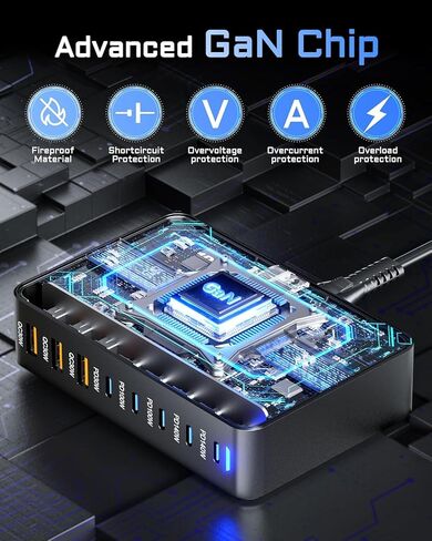 USB C Charger Ganⅲ 600W كتلة شاحن سطح المكتب ، مركز شحن محطة الشحن ， PD 3.1/QC 5.0 محطة شحن سريعة ، لجميع iPad iPhone 16/15/14/13 in Saudi Arabia