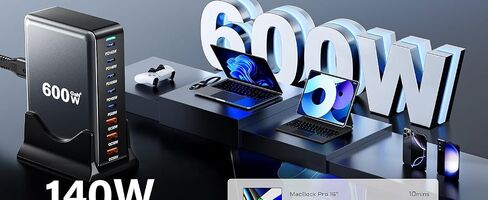 USB C Charger Ganⅲ 600W كتلة شاحن سطح المكتب ، مركز شحن محطة الشحن ， PD 3.1/QC 5.0 محطة شحن سريعة ، لجميع iPad iPhone 16/15/14/13 in Saudi Arabia