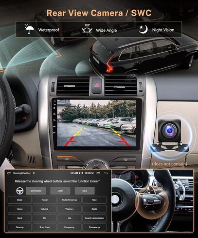 4Core 4G+64G CAR Radio To Toyota Corolla 2009-2013 Android Car Stereo Wireless Carplay ، Rimoody 9 '' HD Touchscreen Mirror Link GPS Nafi Bluetooth FM/RDS EQ SWC camera in Saudi Arabia