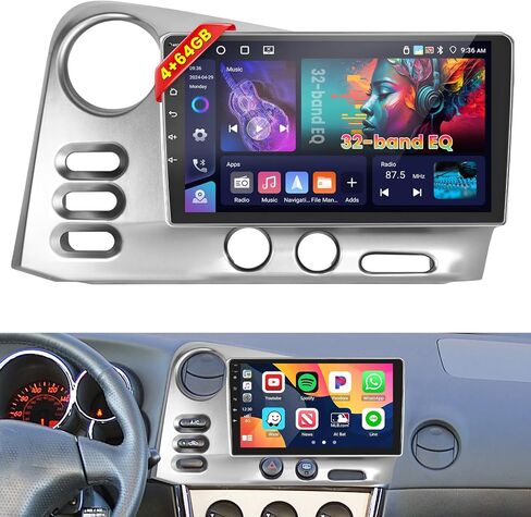 [4+64g] لراديو Toyota Matrix 2003-2004 Pontiac Vibe Radio 2003-2008 Car Stereo مع Carplay Android Auto ، شاشة تعمل باللمس 9 "HD مع WiFi GPS Bluetooth5.0 FM/RDS Radio 32EQ SWC in Kuwait