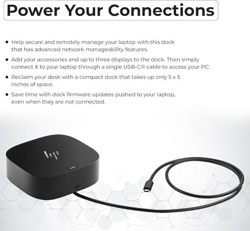 محطة إرساء HP لشاشة الكمبيوتر المحمول وشحن حزمة الشحن-USB-C G5 Dock 5YH27AV#ABA مع محول 120W + كابل HDMI + كابل DisplayPort + Cable Cable + Cable + Microfiber (متجدد) in Kuwait