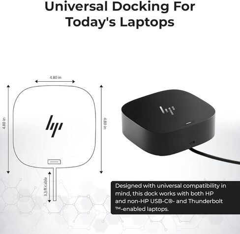 محطة إرساء HP لشاشة الكمبيوتر المحمول وشحن حزمة الشحن-USB-C G5 Dock 5YH27AV#ABA مع محول 120W + كابل HDMI + كابل DisplayPort + Cable Cable + Cable + Microfiber (متجدد) in Kuwait