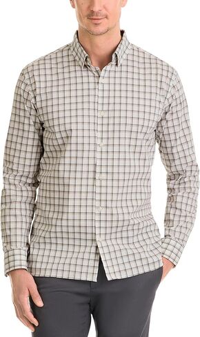 Van Heusen Men's Classic Fit Stain Shield Never Tuck Stretch Pattern Button Down Shirt in Saudi Arabia