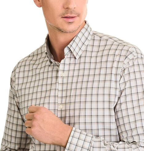 Van Heusen Men's Classic Fit Stain Shield Never Tuck Stretch Pattern Button Down Shirt in Saudi Arabia