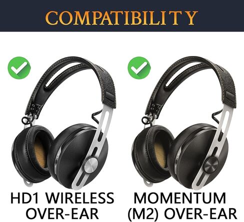 SOULWIT Replacement Ear Pads for Sennheiser Momentum 2.0 (Momentum 2, M2)/HD1 Wireless Over/Around Ear Headphones, Ear Pads Cushions with Soft Protein Leather, Noise Isolation Memory Foam - Black in Saudi Arabia