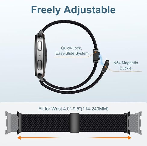 SNBLK Magnetic Braided Band Compatible with Samsung Galaxy Watch 8 Band 40mm 44mm/Watch 8 Classic 46mm (2025) Men Women, No Gap One Click Nylon Elastic Sport Strap for Samsung Galaxy Watch 8 Classic in Saudi Arabia