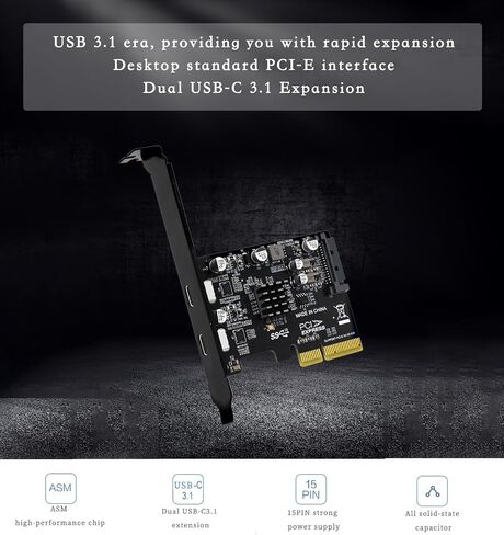 PH65CC PCIE3.0 إلى USB3.1 + بطاقة توسيع USB-C 10 جيجابت في الثانية مع دعم الكامل والنصف PCI-E X4 X16 in Saudi Arabia