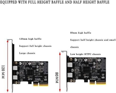 PH65CC PCIE3.0 إلى USB3.1 + بطاقة توسيع USB-C 10 جيجابت في الثانية مع دعم الكامل والنصف PCI-E X4 X16 in Saudi Arabia