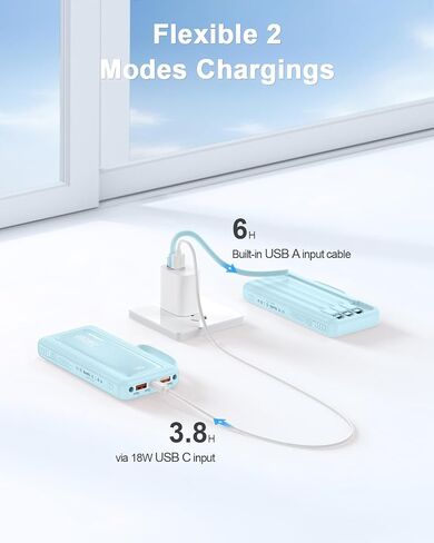 شاحن محمول مع كابلات مدمجة ، شحن سريع 10000 مللي أمبير في الساعة 22.5W بنك الطاقة USB C عرض البطارية حزمة 6 مخرجات ومدخلات 2 iPhone Samsung Pixel LG Moto iPad in Saudi Arabia
