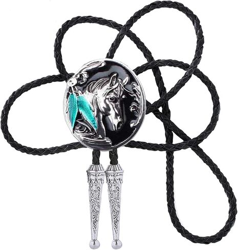 Doitby Western Bolo Tie Vintage Cross Shield Pattern Leather Braided Cowboy Necktie Bolo Tie for Men Women in Kuwait