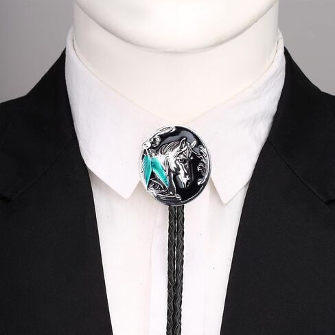 Doitby Western Bolo Tie Vintage Cross Shield Pattern Leather Braided Cowboy Necktie Bolo Tie for Men Women in Kuwait