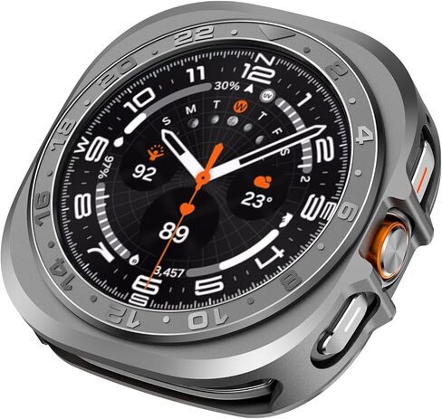 Amizee Numeric Metal Case for Samsung Galaxy Watch Ultra/Ultra 2 Screen Protector 47mm ، غطاء خلفي وعرة غلاف واقٍ من الإطار الرفيع جدًا لـ Galaxy Watch 7/8 Ultra ، أسود رقمي in Kuwait