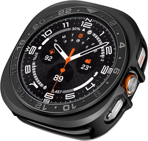 Amizee Numeric Metal Case for Samsung Galaxy Watch Ultra/Ultra 2 Screen Protector 47mm ، غطاء خلفي وعرة غلاف واقٍ من الإطار الرفيع جدًا لـ Galaxy Watch 7/8 Ultra ، أسود رقمي in Kuwait