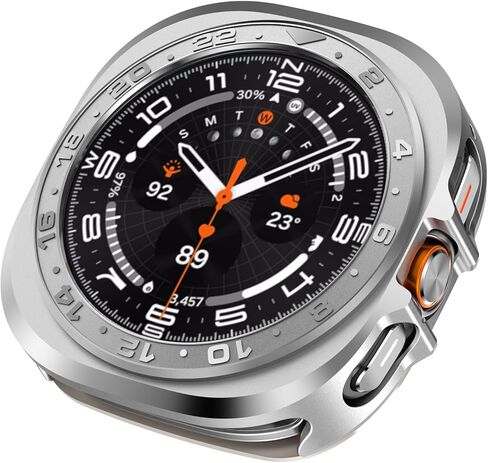 Amizee Numeric Metal Case for Samsung Galaxy Watch Ultra/Ultra 2 Screen Protector 47mm ، غطاء خلفي وعرة غلاف واقٍ من الإطار الرفيع جدًا لـ Galaxy Watch 7/8 Ultra ، أسود رقمي in Kuwait