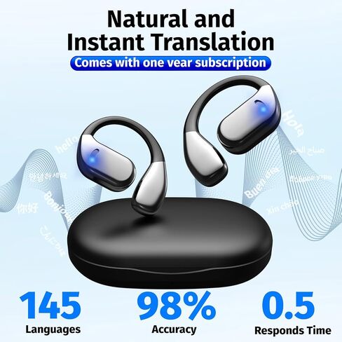 2025 AI Language Translator Earbuds Real Time, OWS 3-in-1 Translation Earbuds 144 Languages & Accents and Long Battery Life, Ideal for Travel and Business (Black) in Saudi Arabia