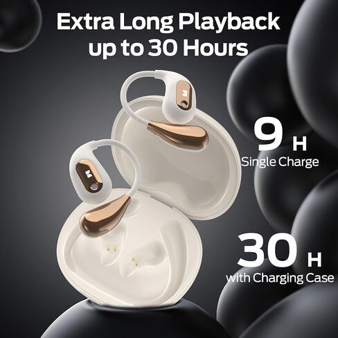 سماعات الرأس Open Open Ear AC210 ، بلوتوث 5.4 سماعات أذن صوت ، سماعات الرأس اللاسلكية لمدة 30 ساعة تشغيل ، شحن من النوع C ، مكالمات واضحة عالية الدقة ، التحكم في اللمس ، وعلاج أذن أذن مفتوح IPX5 ، أبيض ، أبيض ، أبيض in Saudi Arabia