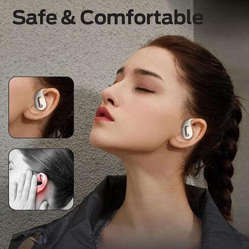 سماعات الرأس Open Open Ear AC210 ، بلوتوث 5.4 سماعات أذن صوت ، سماعات الرأس اللاسلكية لمدة 30 ساعة تشغيل ، شحن من النوع C ، مكالمات واضحة عالية الدقة ، التحكم في اللمس ، وعلاج أذن أذن مفتوح IPX5 ، أبيض ، أبيض ، أبيض in Saudi Arabia