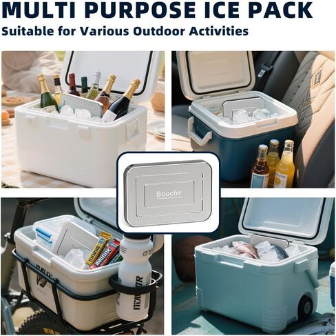 Stainless Steel Ice & Food Storage Container, Rapid-Freeze Long-Lasting Food-Safe Freezer Box, Reusable Cold Pack for Lunch Boxes, Picnics, Camping, Fishing in Saudi Arabia
