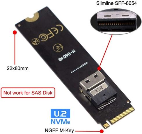 chenyang PCIe 4.0 M.2 NGFF to Slimline SAS SFF-8654 Adapter 2280MM with SFF-8654 to SFF-8639 Cable for U.2 SFF-8639 NVME PCIe SSD in Saudi Arabia