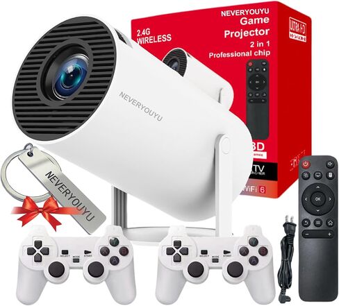Arcade Vision Projector with Games Built in 36,000+ Retro Games, Gaming Video 2-IN-1 Projector 4K with 2 Wireless Controllers Gifts for Men/Teens/Kids in Saudi Arabia