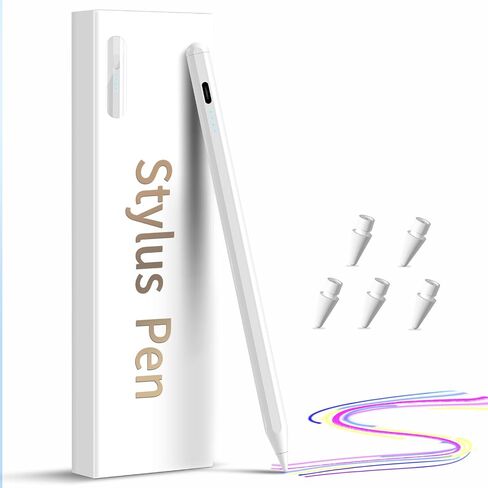 Stylus Pen for iPad,(2018-2025) Fast Charge with Tilt Sensitivity & Palm Rejection iPad Pro 11"/12.9", iPad mini 5/6, iPad Air 3/4/5, 6/7/8/9/10 (White) in Saudi Arabia