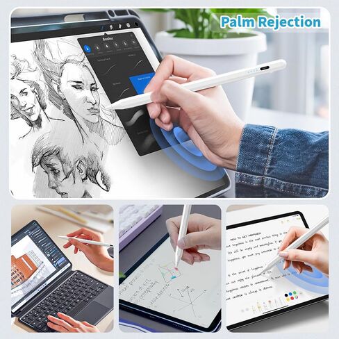 Stylus Pen for iPad,(2018-2025) Fast Charge with Tilt Sensitivity & Palm Rejection iPad Pro 11"/12.9", iPad mini 5/6, iPad Air 3/4/5, 6/7/8/9/10 (White) in Saudi Arabia