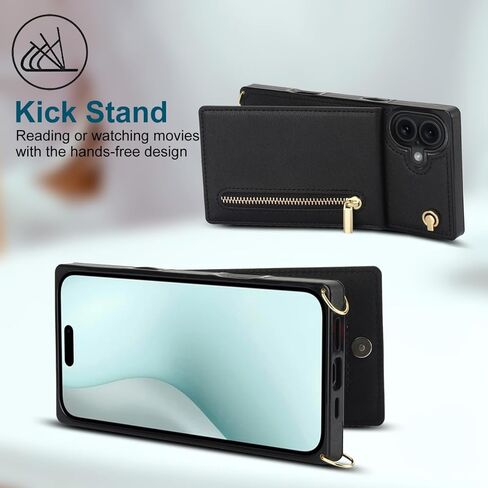 Crossbody Wallet Case for iPhone 17 Pro Max with Card Slots Holder, Women PU Leather Lanyard Strap [RFID-Blocking] Zipper Purse Cover with Kickstand for iPhone 17 Pro Max - ZP Purple in Saudi Arabia