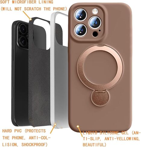 مخفية للمنفعة لـ iPhone 16 Pro Max Case يرتدون لعبة Phone Lanyard Crossbody ، حالة هاتف مضادة للقوائم 6.9 بوصة للرجال Women Pink (Noble Brown) in Kuwait