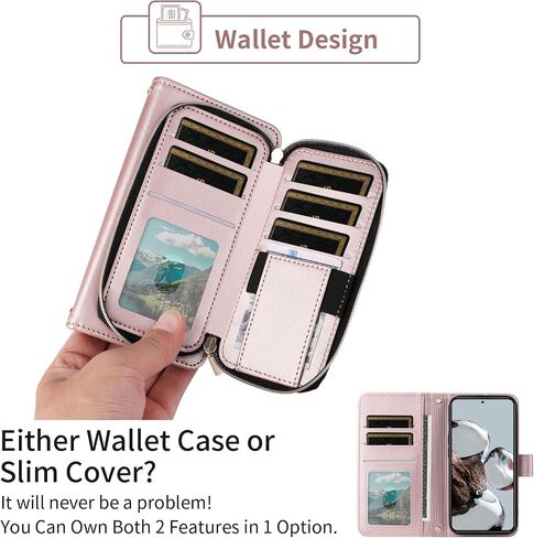 Wallet Case for Xiaomi 12T/12T Pro 5G with Detachable Wrist Strap Crossbody Shoulder Strap 9+ Card Slot Zipper Purse Luxury PU Leather Stand Cell Phone Cover for Mi T12 12TPro Women Deep Purple in Saudi Arabia