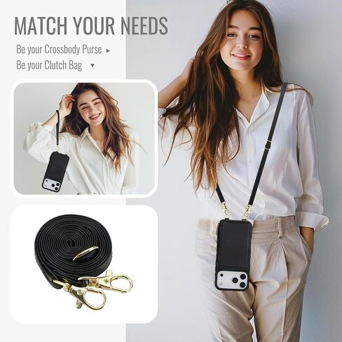 حالة محفظة متوافقة مع iPhone 17 Pro ، حامل بطاقة حظر RFID مع محفظة سحاب مع Crossbody حزام مقاوم للصدمة الغلاف اليدوية الجلدية لـ iPhone 17 Pro 6.3 '' 2025 Black in Kuwait